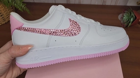 White Shoes Asics Baby Pink Swarovski Women's Nike Air Force 1 Shoes