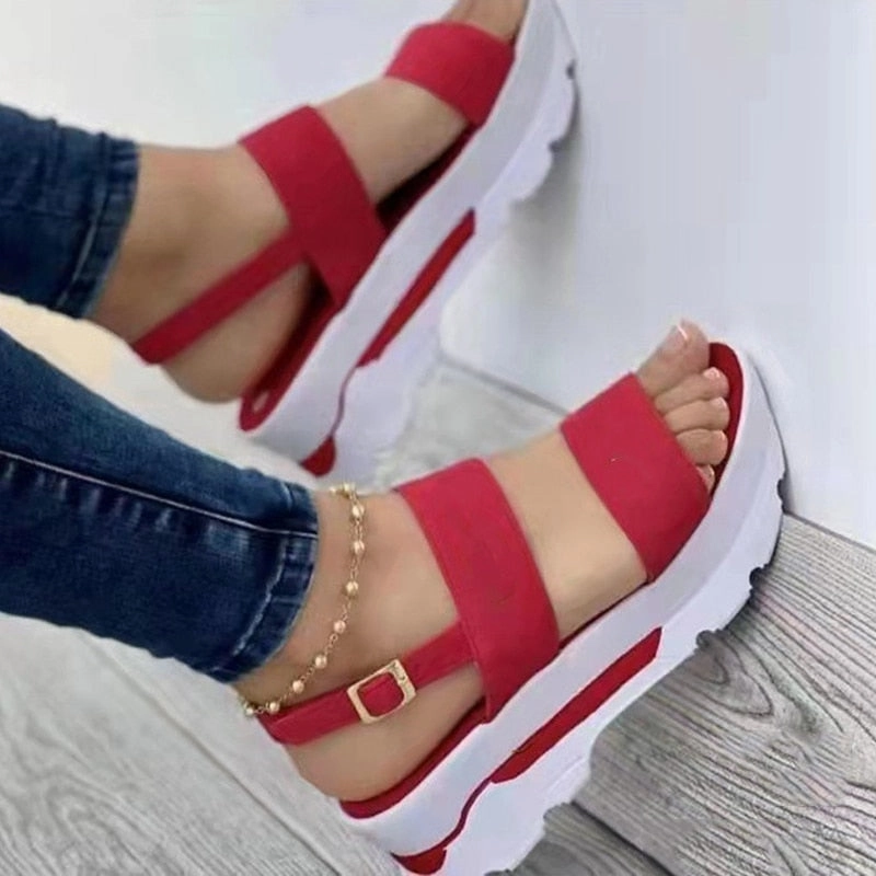 Back to school outfit Sonicelife  Women Sandals Summer Platform Sandals With Wedges Shoes For Women New Summer Sandalias Mujer Platform Heels Sandals Shoes Female Jamaica Bungalows