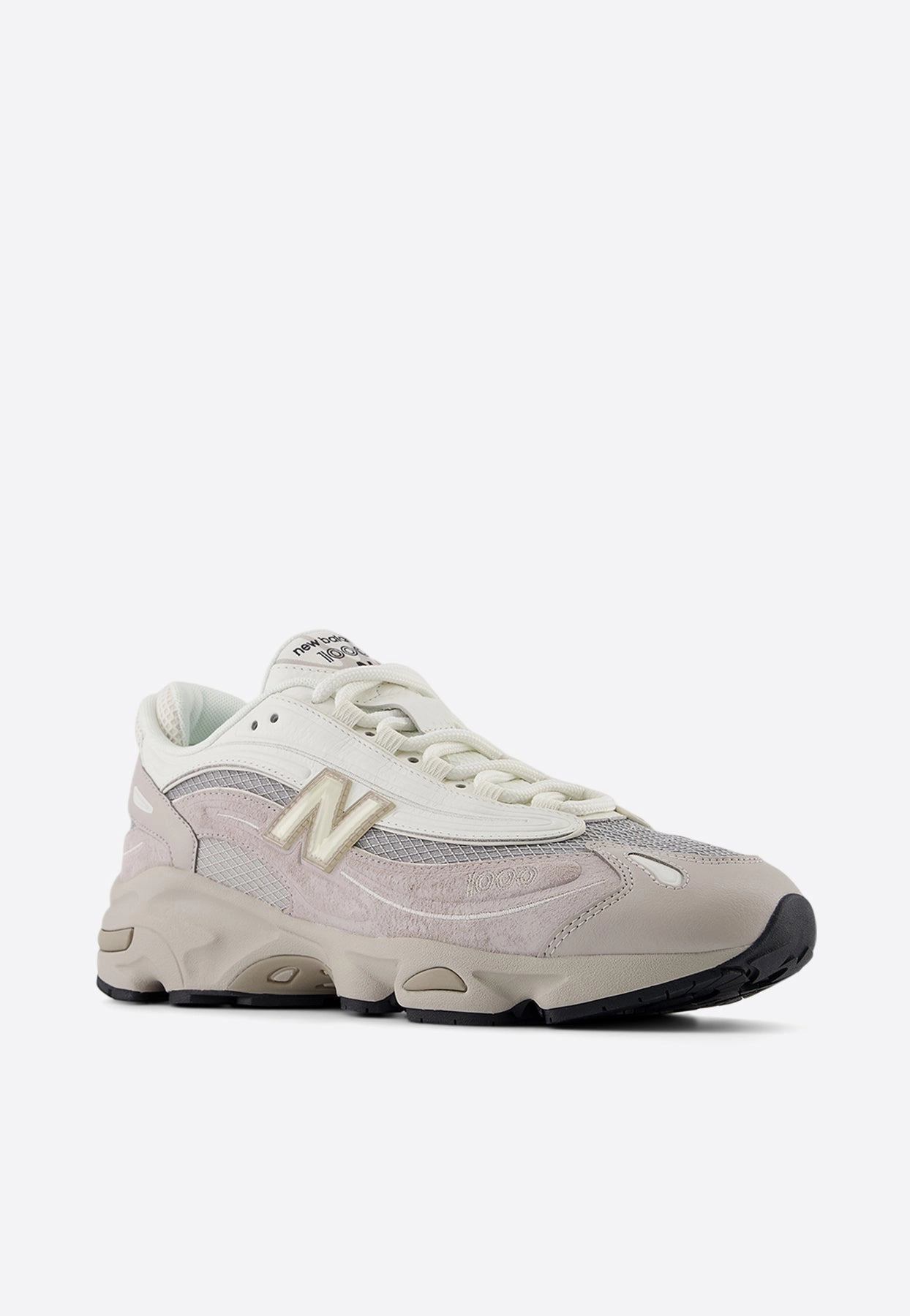 Mushroom Brown New Balances 1000 Low-Top Sneakers in Moonrock with Sea Salt