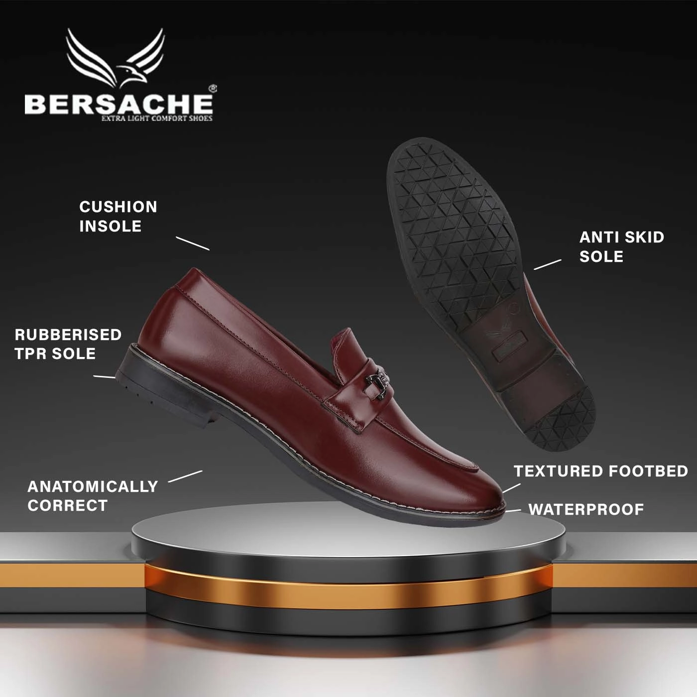 Bersache Comfortable Formal Outdoor Stylish Officewear Partywear Shoes For Men 9091 (Brown) Hanohano Slippers