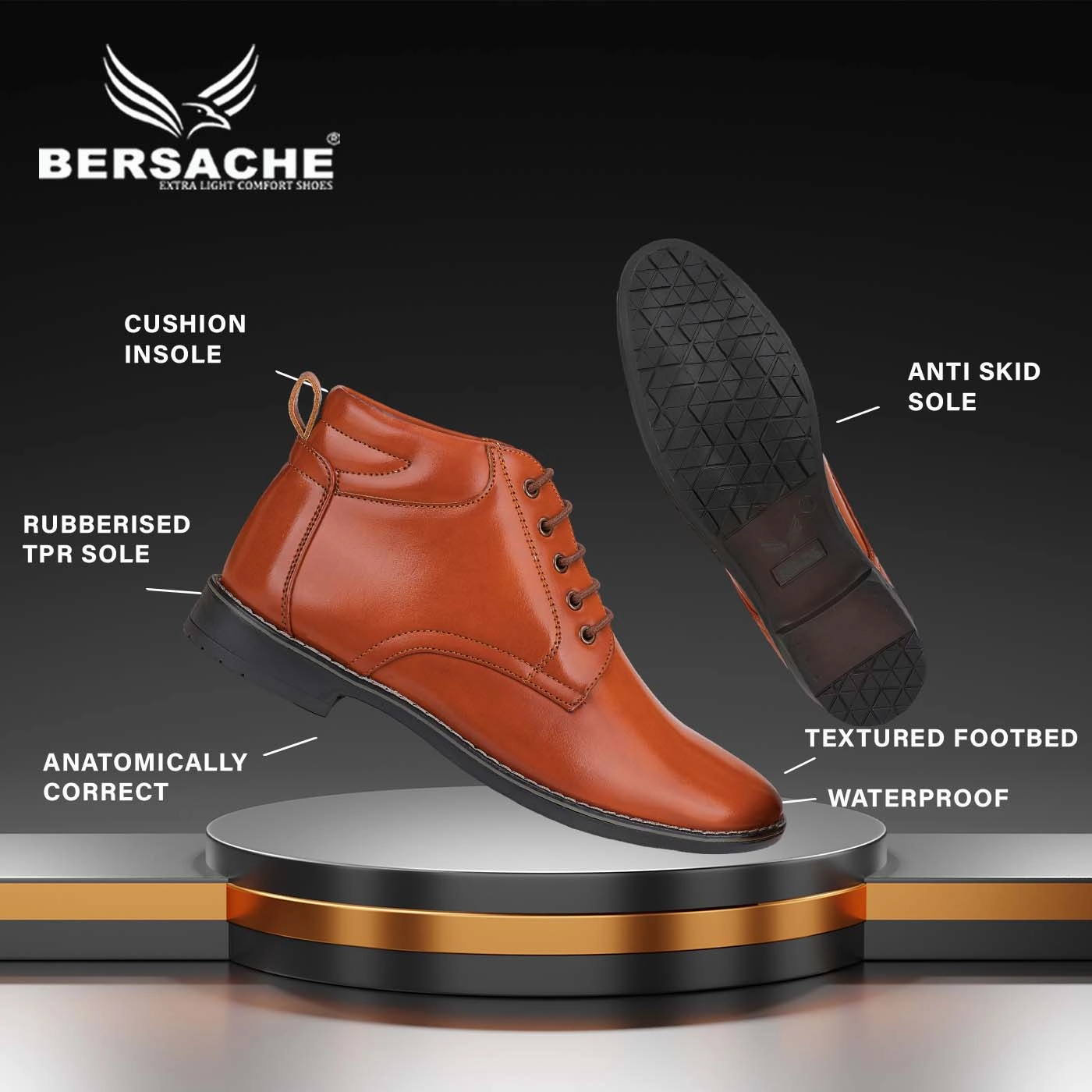 Clohve Platform Slide Sandals Bersache Comfortable Formal Outdoor Stylish Officewear Partywear Shoes For Men 9093(Tan)