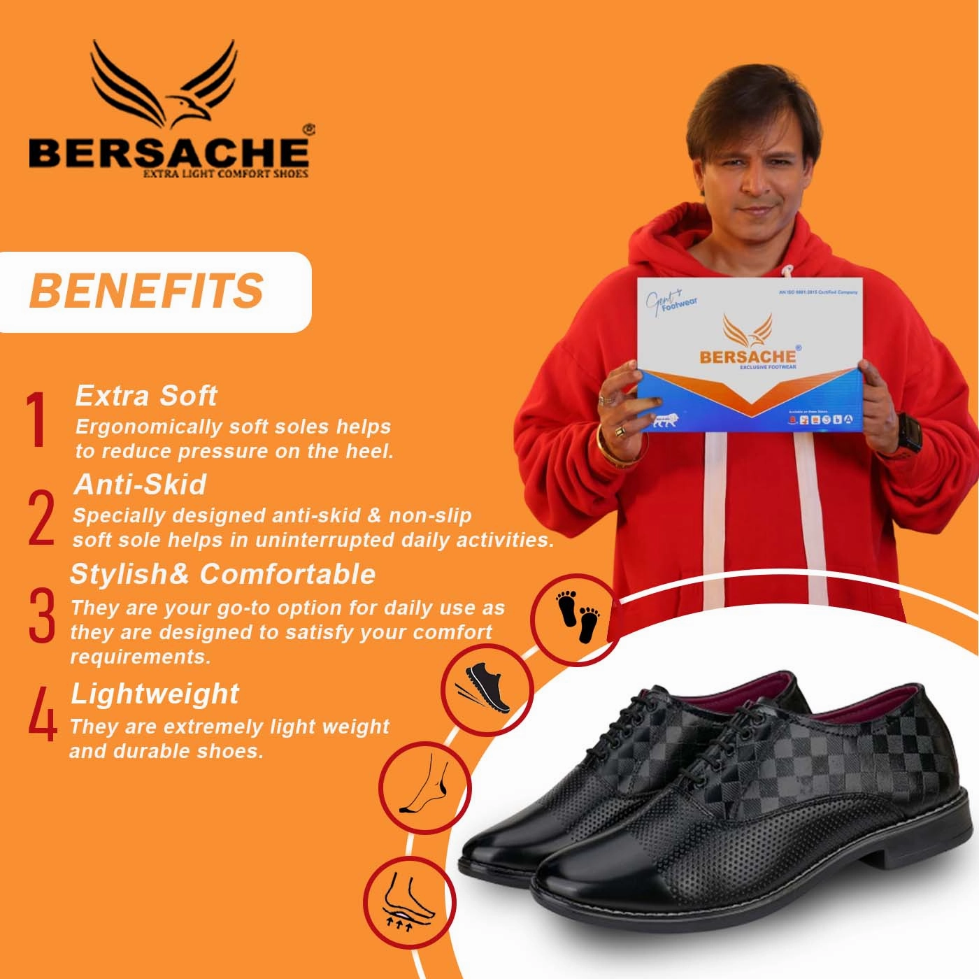 Bersache Comfortable Formal Outdoor Stylish Officewear Partywear Shoes For Men 9095(Black) Best House Slippers With Arch Support