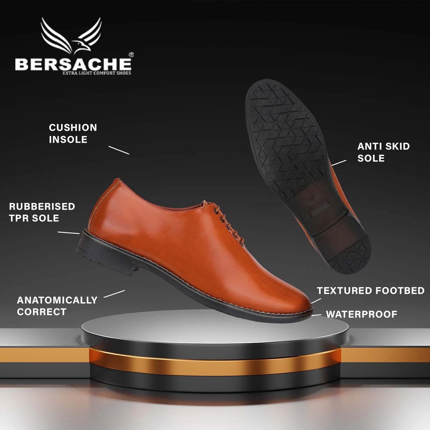 Bersache Comfortable Formal Outdoor Stylish Officewear Partywear Shoes For Men 9102 (Brown) Riby Slippers