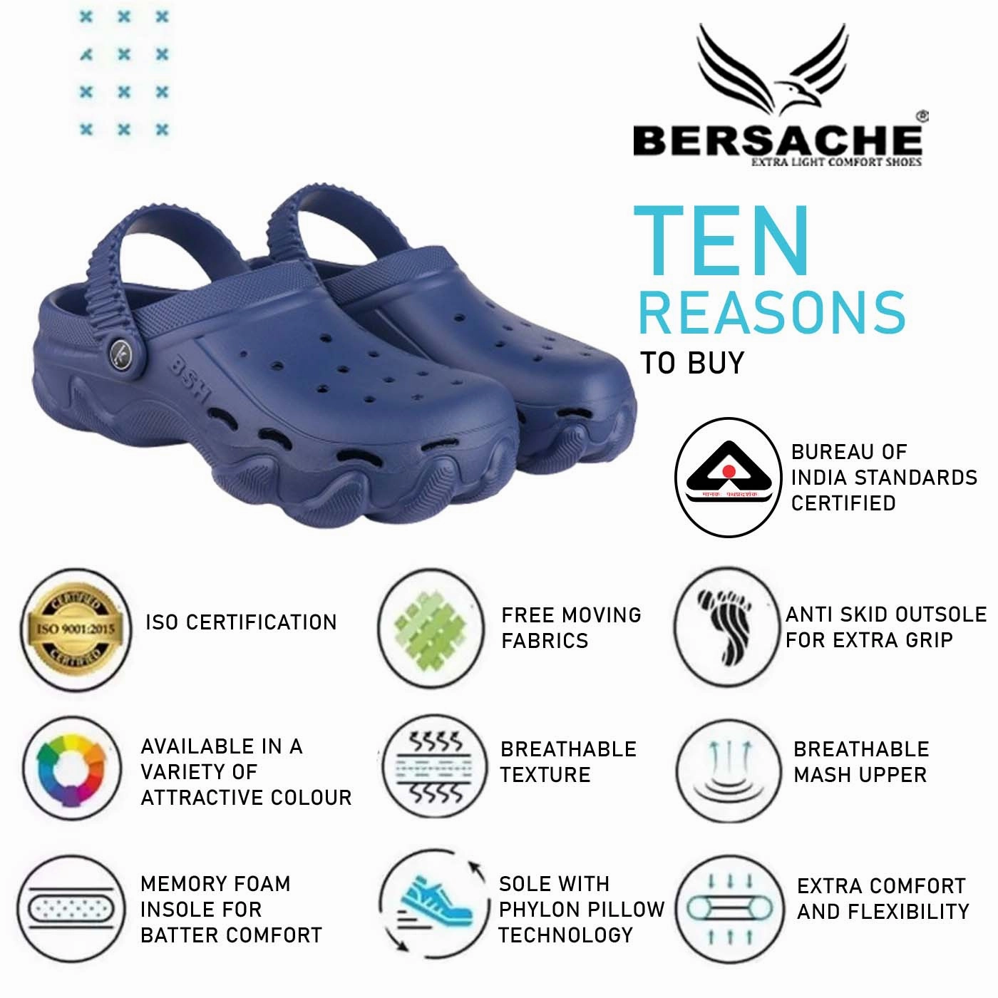 Bersache Extra Soft Classic Casual with  Regular wear with Ultra Soft & Flexibility Technology Clog for Men's & Boy's (6134 Blue) Carpet Slippers