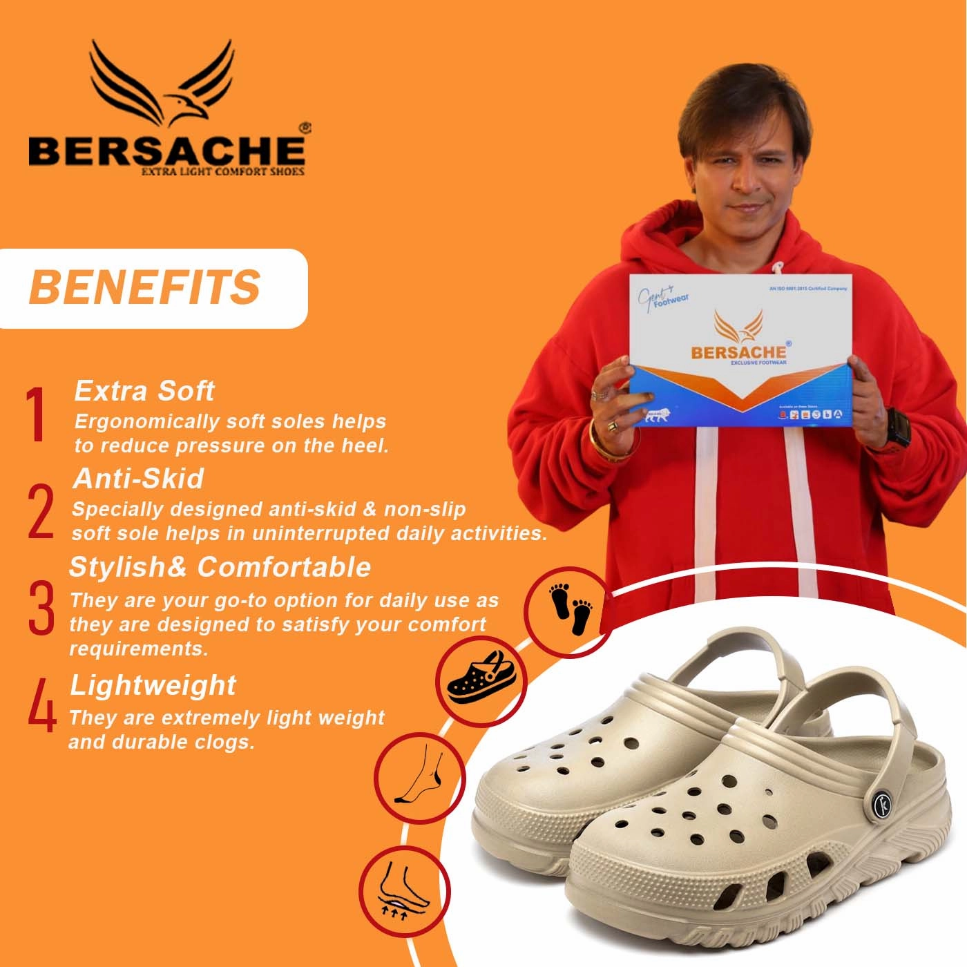 Bersache Extra Soft Classic Casual with  Regular wear with Ultra Soft & Flexibility Technology Clog's  for Men's & Boy's (6091-Beige) Vikings Slippers
