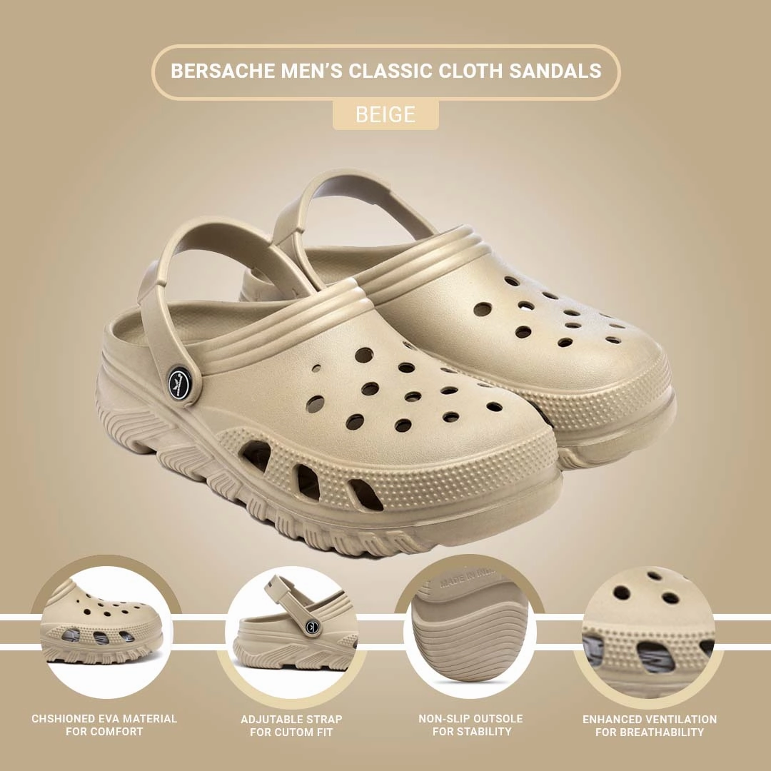 Deluxe By Dearfoams Slippers Bersache Extra Soft Classic Casual with  Regular wear with Ultra Soft & Flexibility Technology Clog's  for Men's & Boy's (6091-Beige)