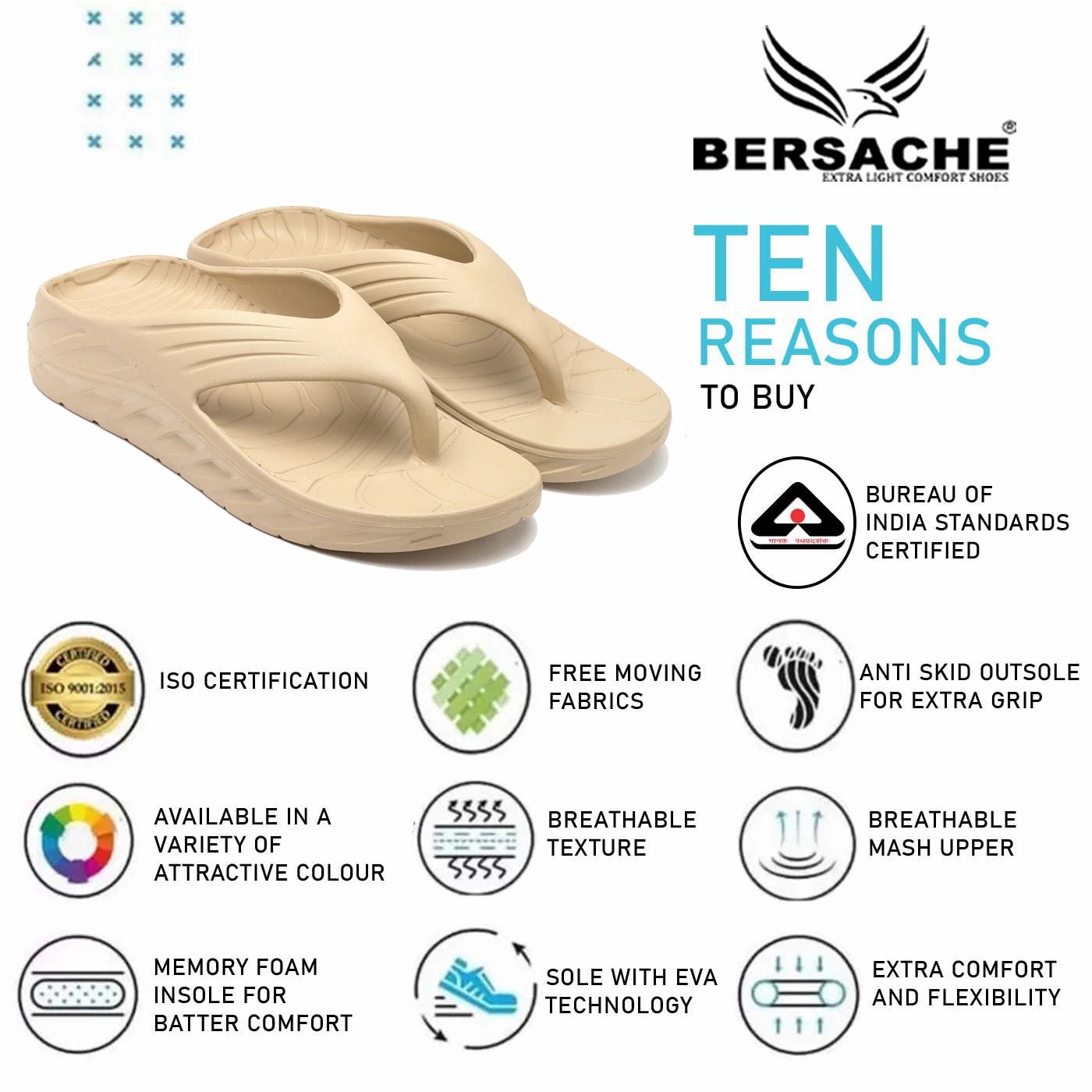 Bersache Extra Soft Classic Casual with  Regular wear with Ultra Soft & Flexibility Technology Clog's for Men's & Boy's (6095-Beige) Strap Slippers