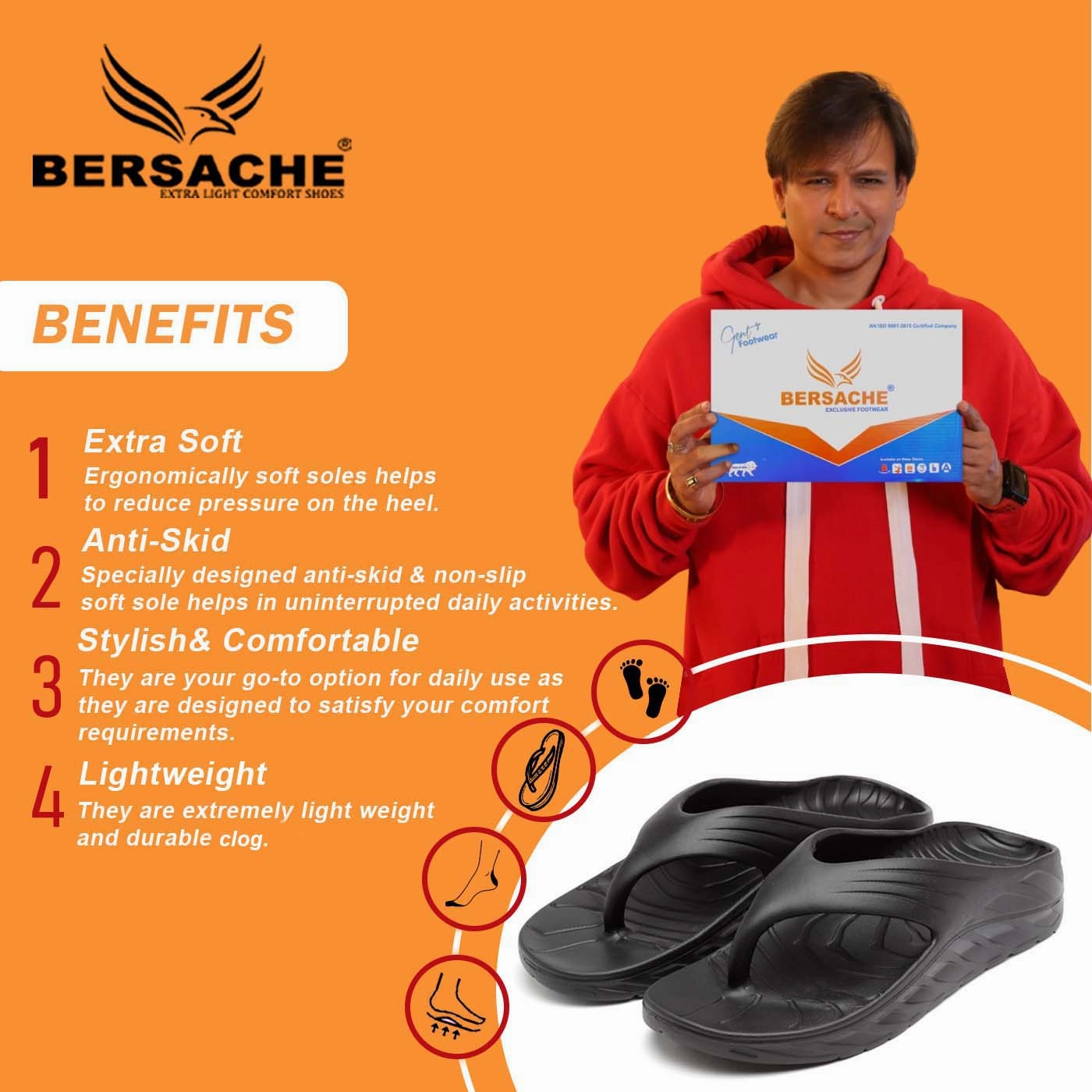 Tennis Shoe Slides Bersache Extra Soft Classic Casual with  Regular wear with Ultra Soft & Flexibility Technology Clog's for Men's & Boy's (6097-Black)