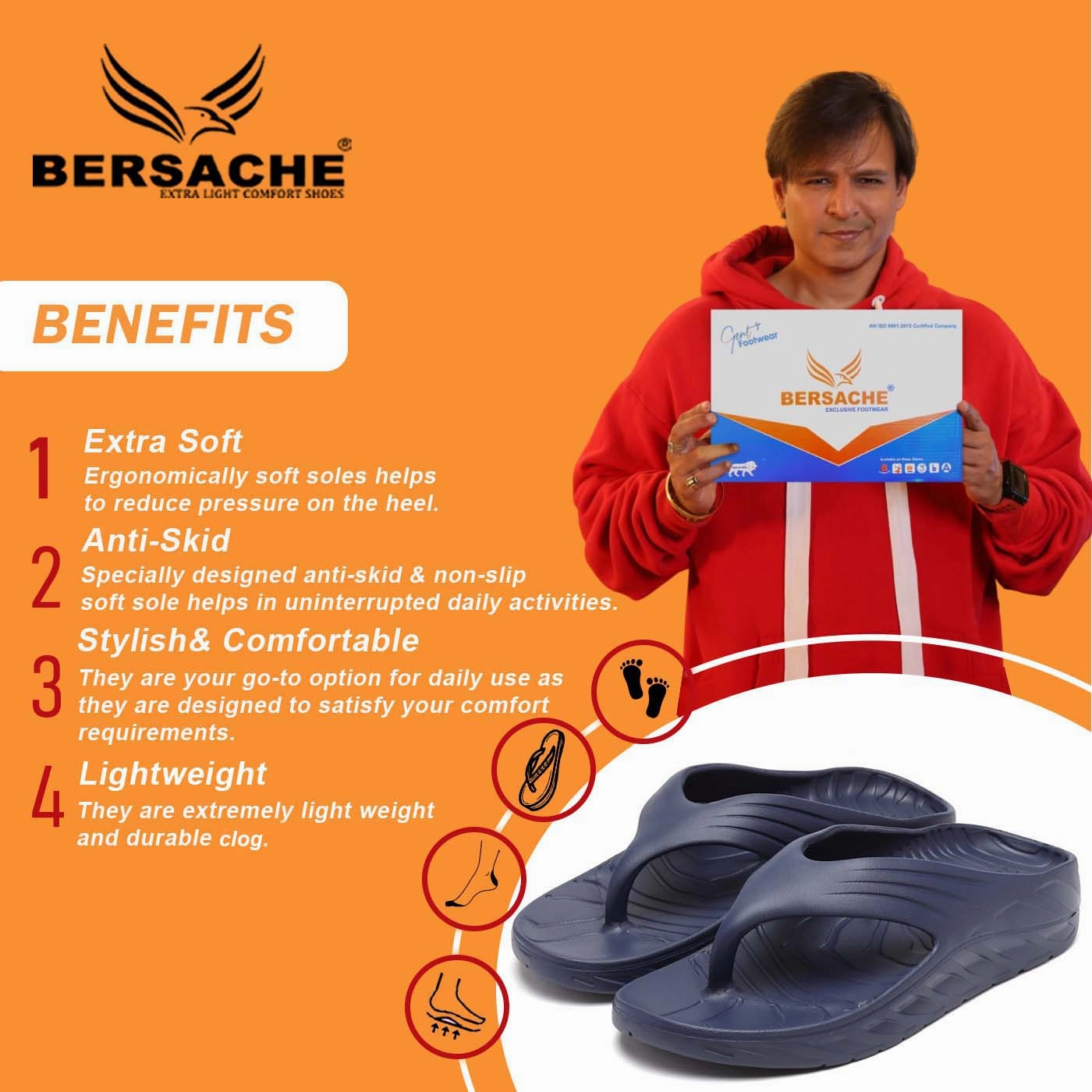 Bersache Extra Soft Classic Casual with  Regular wear with Ultra Soft & Flexibility Technology Clog's for Men's & Boy's (6098-Blue) Chacos Slippers