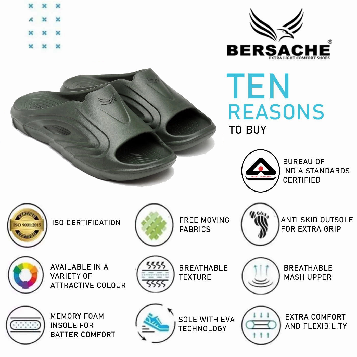 Bersache Extra Soft Classic Casual with  Regular wear with Ultra Soft & Flexibility Technology Clog's for Men's & Boy's (6116-Green) Leather Mule Slides