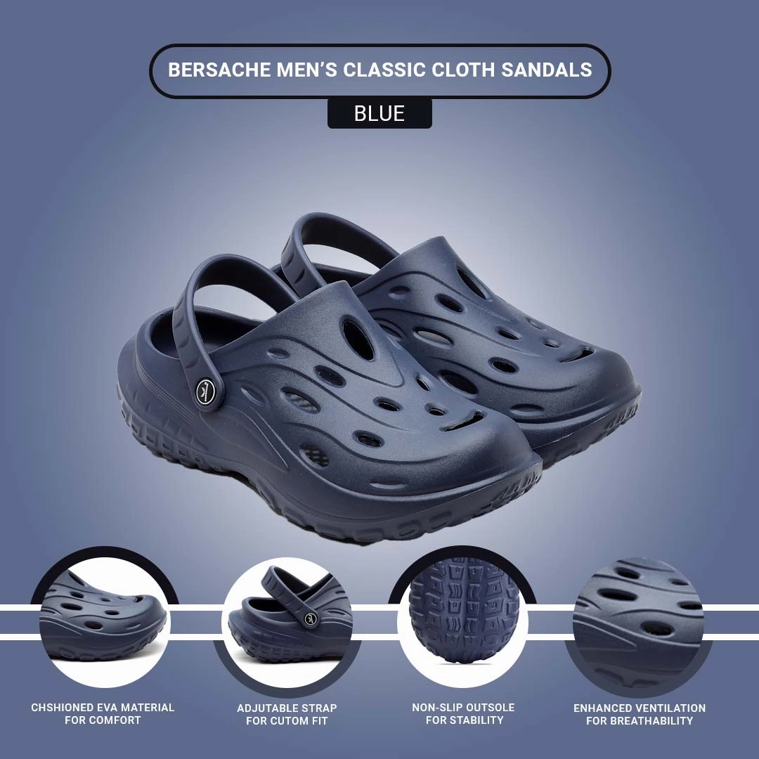 Bersache Extra Soft Classic Casual with  Regular wear with Ultra Soft & Flexibility Technology Clog's for Men's & Boy's (6127-Blue) Winter Slippers Outdoor