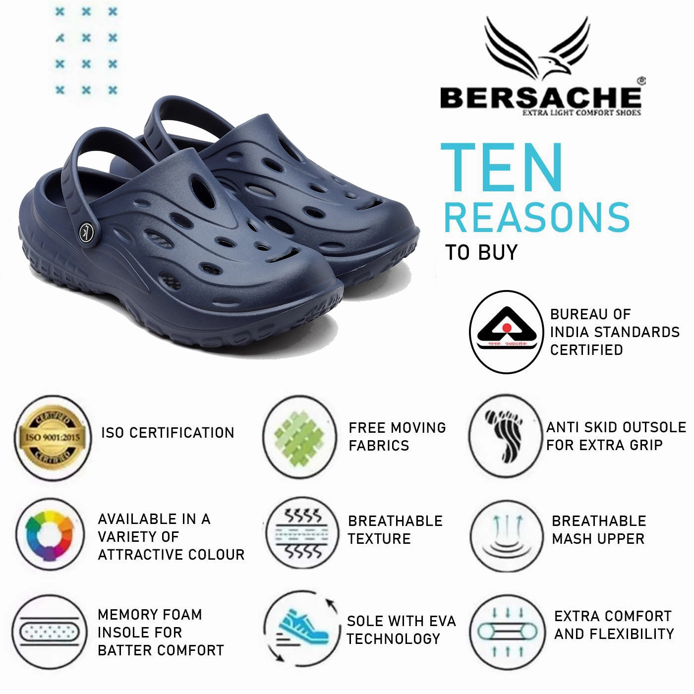 Bersache Extra Soft Classic Casual with  Regular wear with Ultra Soft & Flexibility Technology Clog's for Men's & Boy's (6127-Blue) Cosy Slippers