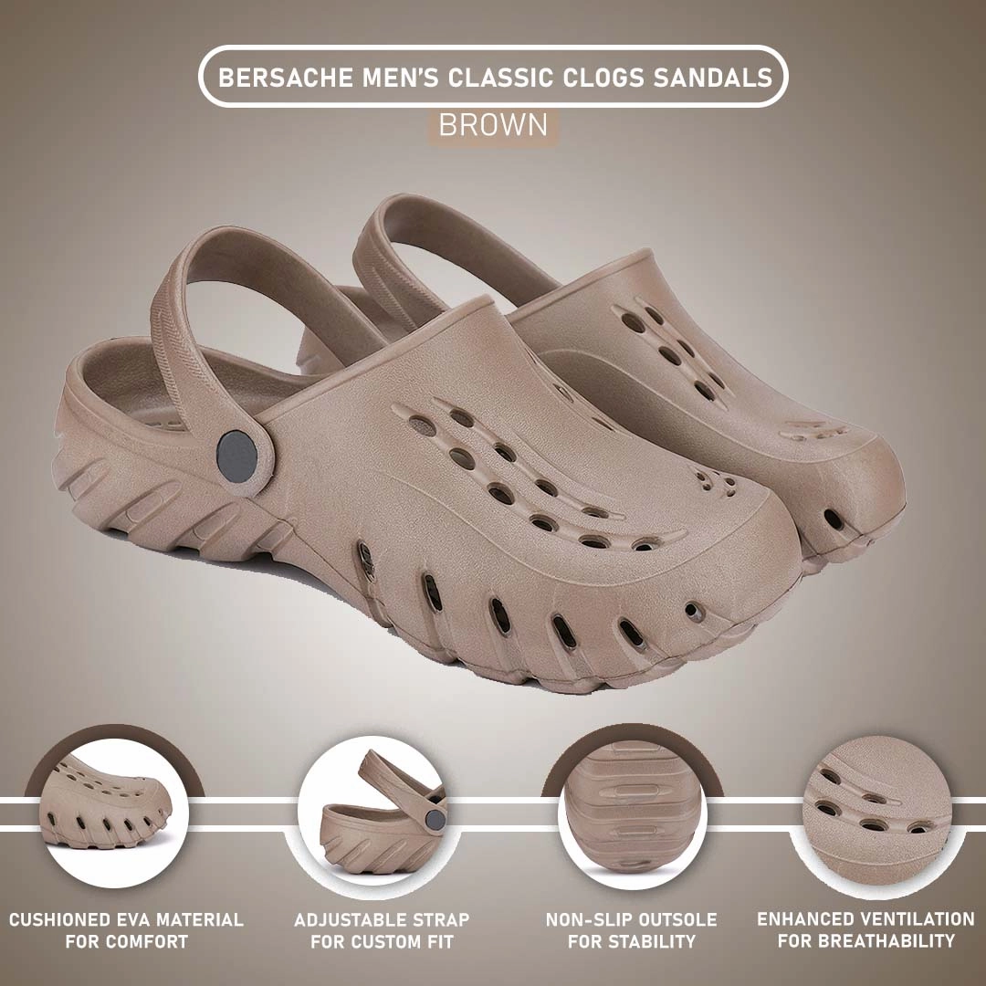 Bersache Extra Soft Classic Casual with  Regular wear with Ultra Soft & Flexibility Technology Clogs for Men's & Boy's 6001 Brown Slippers Wedding