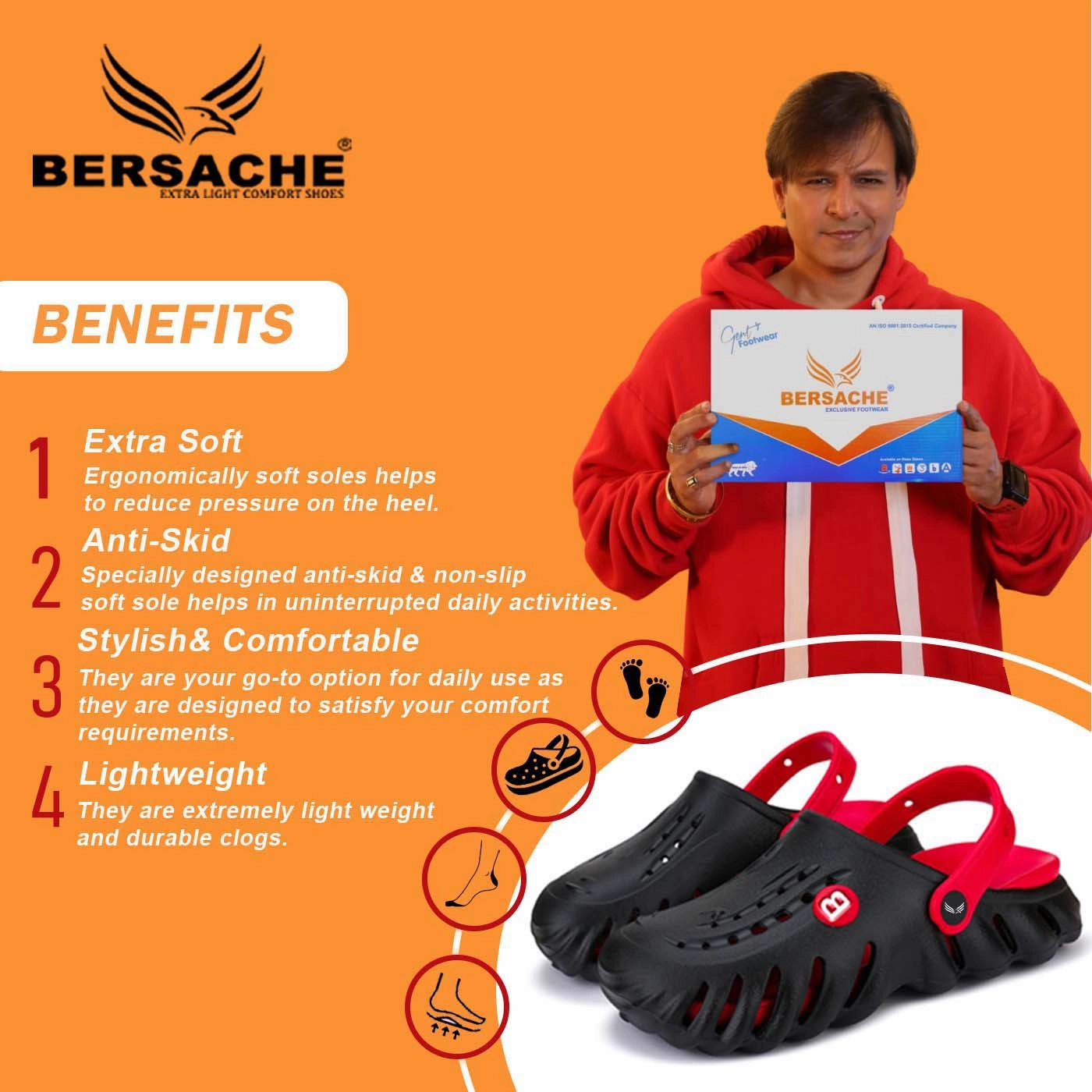 Bersache Extra Soft Classic Casual with  Regular wear with Ultra Soft & Flexibility Technology Clogs for Men's & Boy's- 6006- Red Maine Lady Slippers