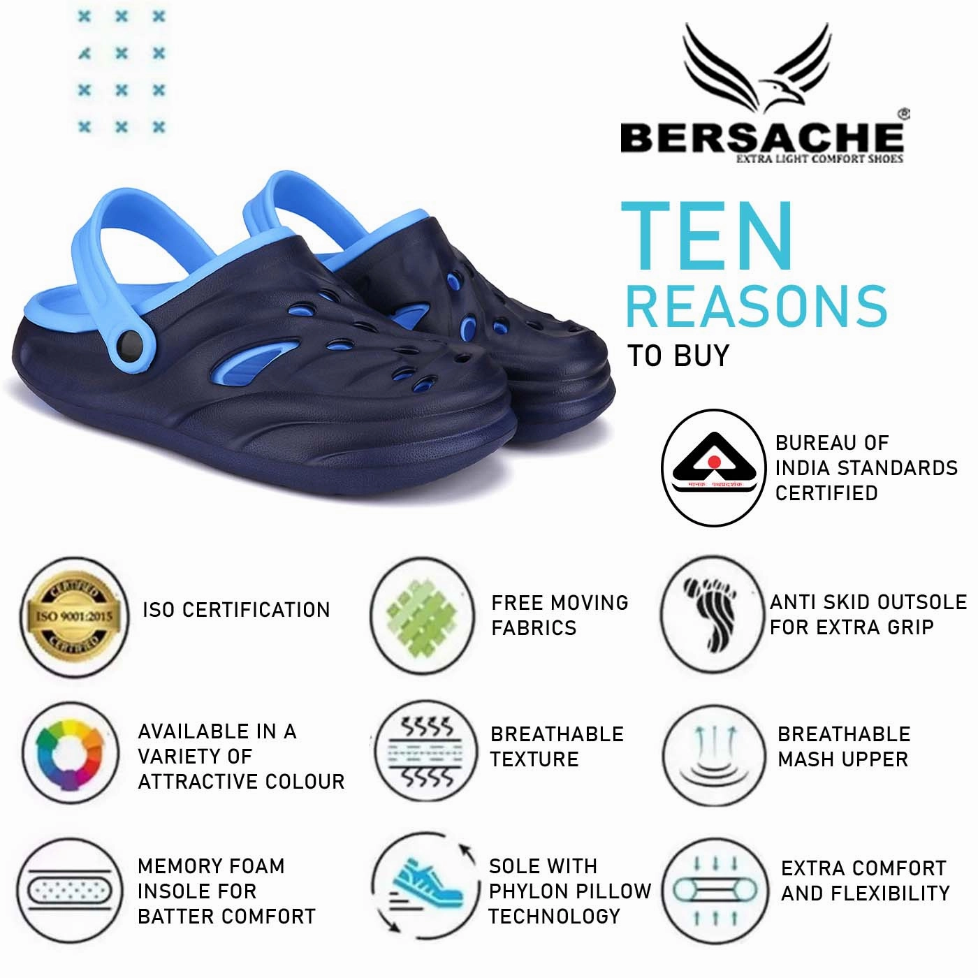 Bersache Extra Soft Classic Casual with  Regular wear with Ultra Soft & Flexibility Technology Clogs for Men's & Boy's 6031-Navy Donovan Slippers