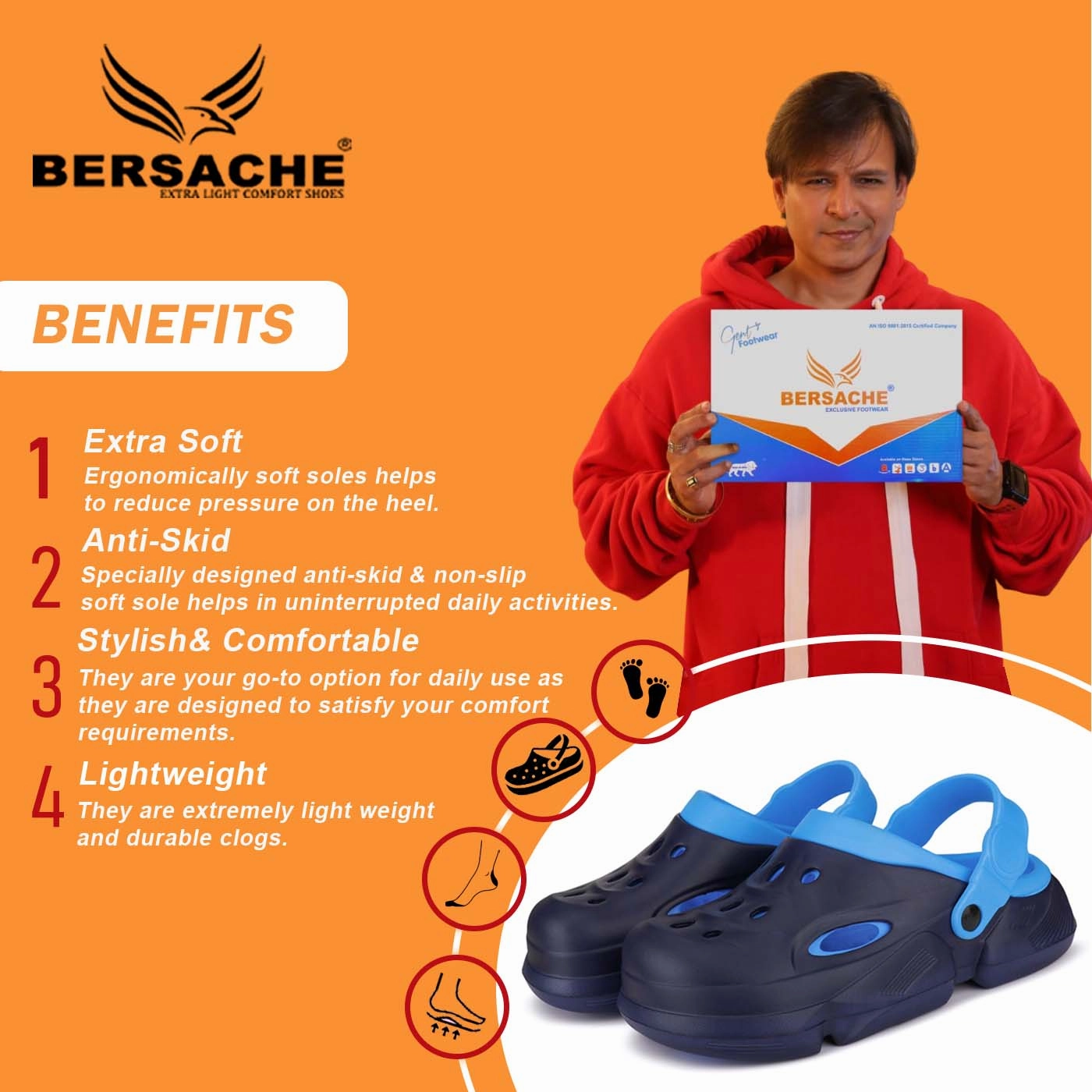 Bersache Extra Soft Classic Casual with  Regular wear with Ultra Soft & Flexibility Technology Clogs for Men's & Boy's 6033-Blue Childrens Light Up Slippers