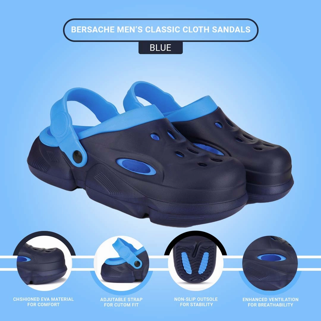 Bersache Extra Soft Classic Casual with  Regular wear with Ultra Soft & Flexibility Technology Clogs for Men's & Boy's 6033-Blue Slide Flip Flops