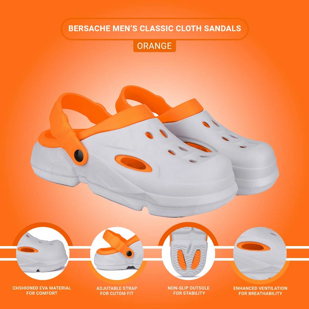 Bersache Extra Soft Classic Casual with  Regular wear with Ultra Soft & Flexibility Technology Clogs for Men's & Boy's 6034-Orange Sheepskin Mule Slippers