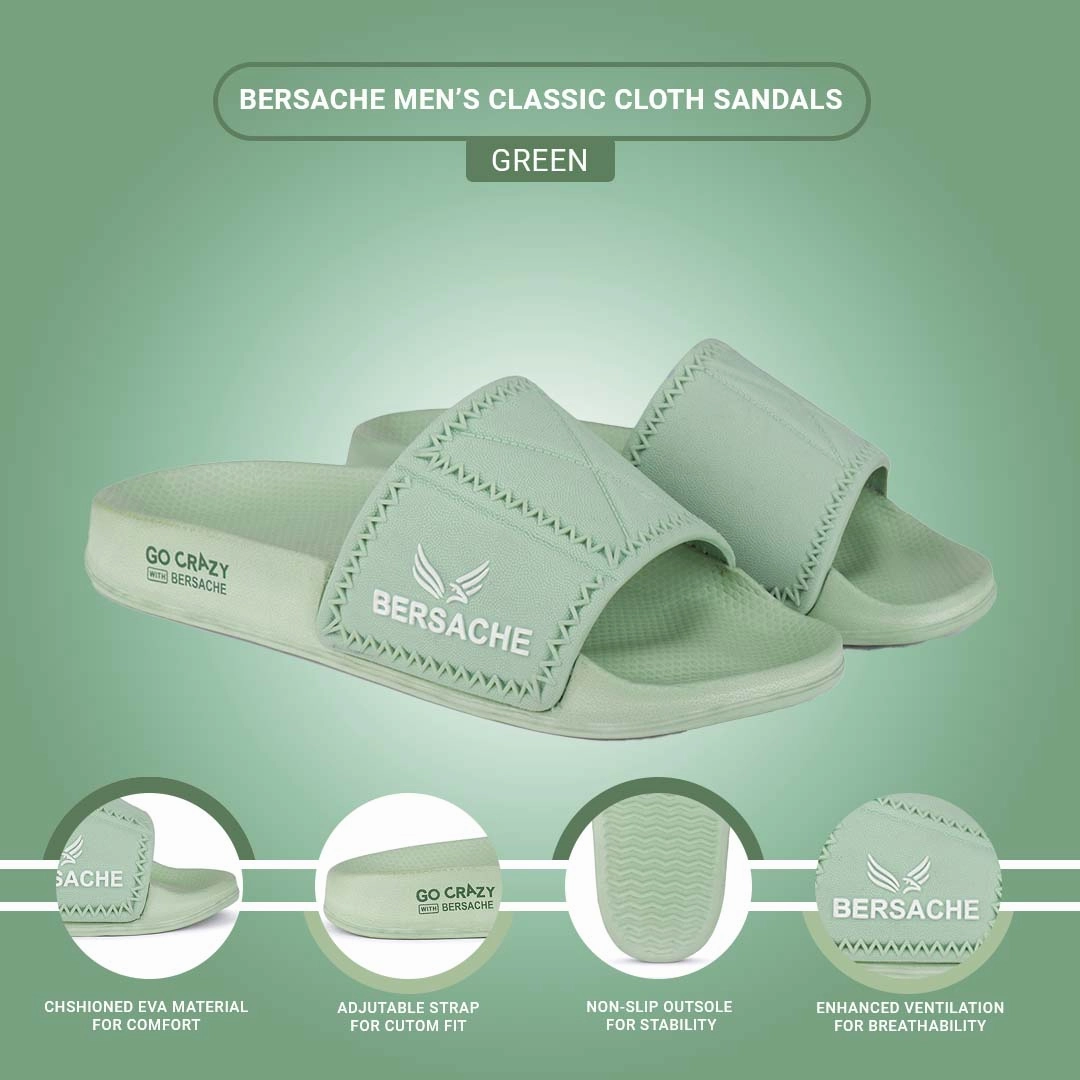 Bersache Extra Soft Classic Casual with  Regular wear with Ultra Soft & Flexibility Technology Clogs for Men's & Boy's 6044 (Green) Surf Slippers