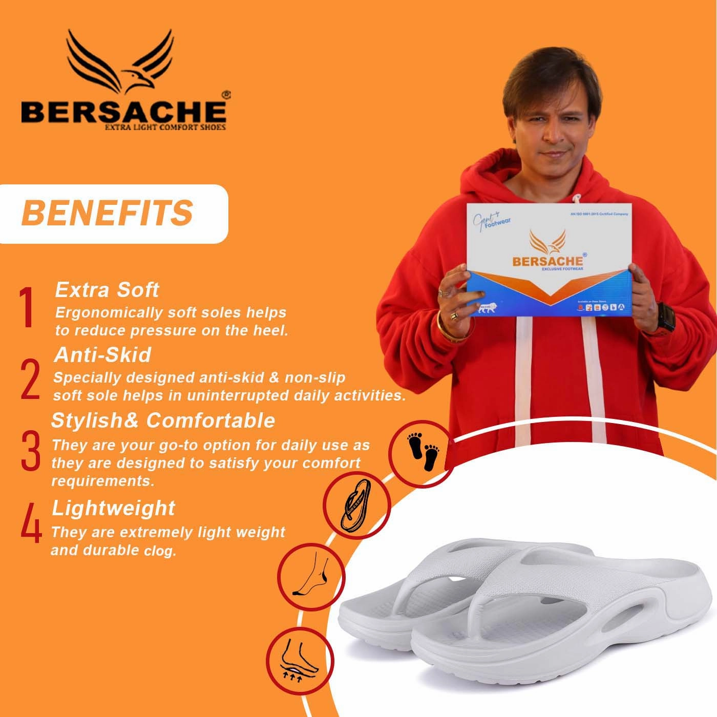 Bersache Extra Soft Classic Casual with  Regular wear with Ultra Soft & Flexibility Technology Clogs for Men's & Boy's 6057-White Slappers