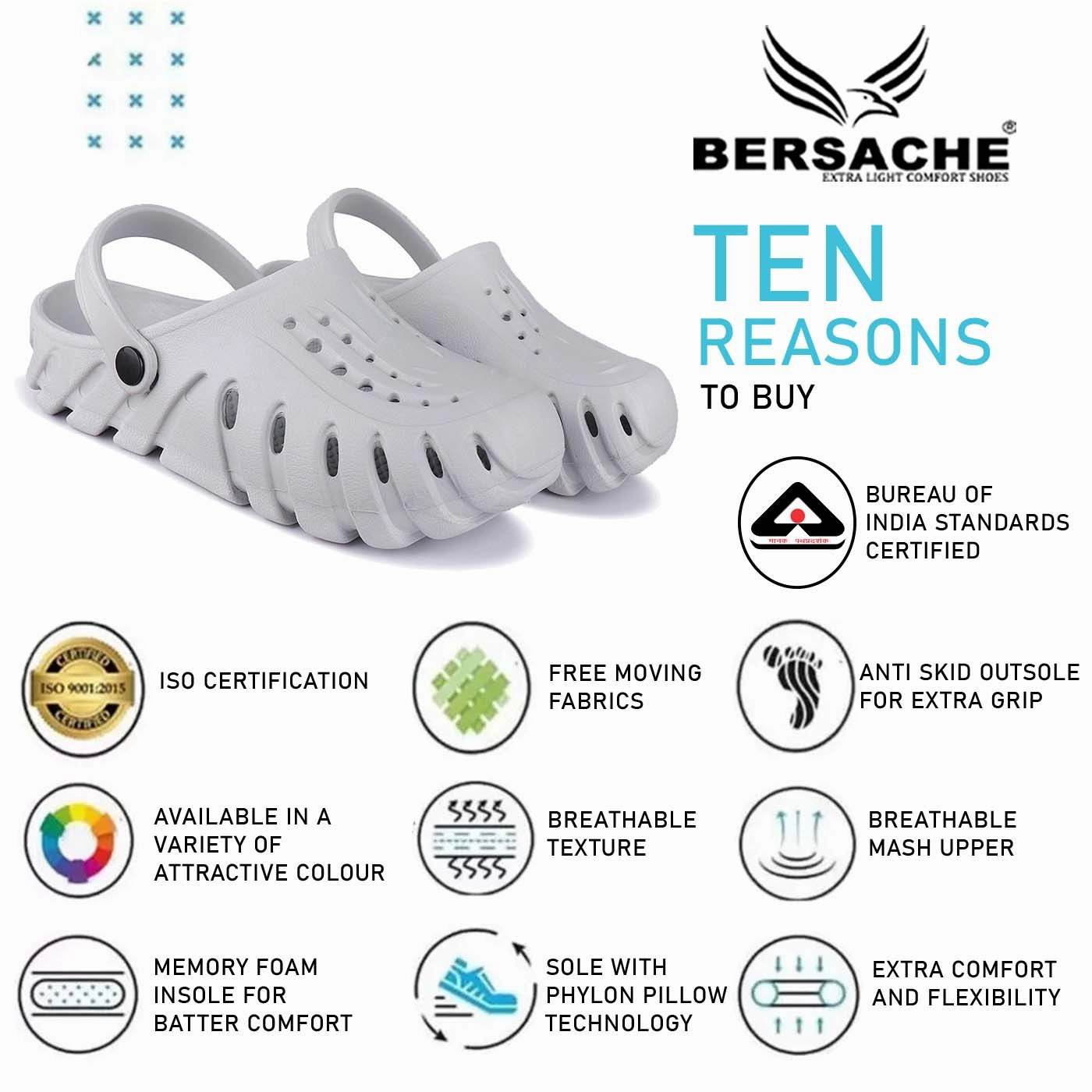 Bersache Extra Soft Classic Casual with  Regular wear with Ultra Soft & Flexibility Technology Clogs for Men's & Boy's 6059-White Flat Slides