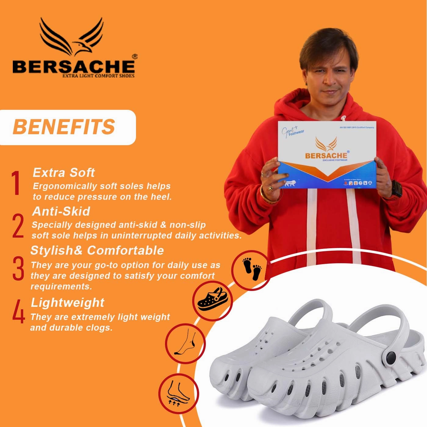 Gogols Slides Bersache Extra Soft Classic Casual with  Regular wear with Ultra Soft & Flexibility Technology Clogs for Men's & Boy's 6059-White