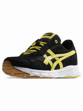 Asics All Weather Running Shoes Onitsuka Tiger GS Kids Harandia Running Shoe, Black/Yellow/Black, 6.5 Big Kid US