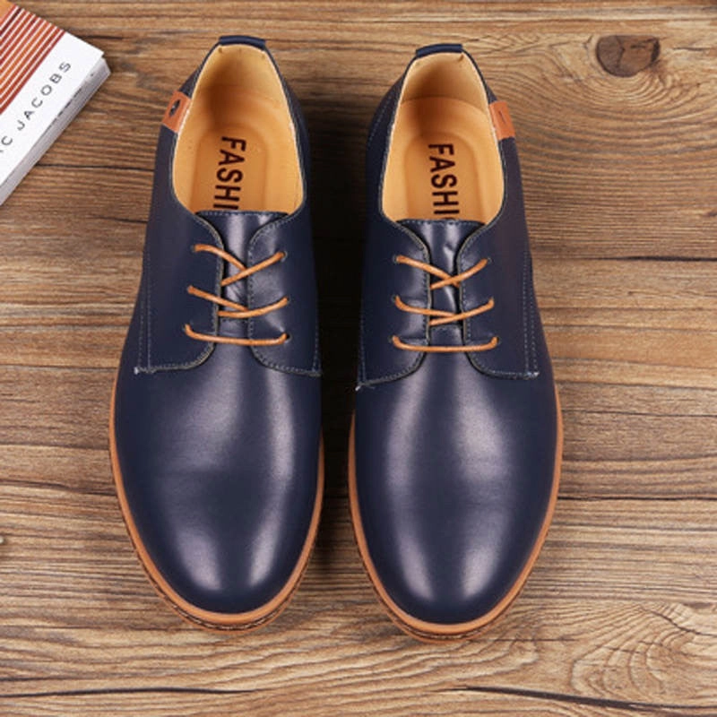 Big Size 48 Mens Shoes Casual Flats Shoes Men Black PU Leather Oxfords Shoes For Men Flats Zapatos Hombre Casual Denim Shoes