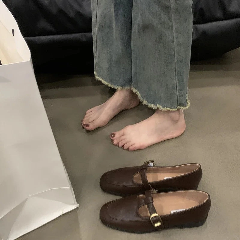 binfenxie 2024 Spring Autumn Women Flat Shoes Fashion Ladies Shallow Slip On Mary Jane Shoes Female Round Toe Shoes Backless Slip On Loafers