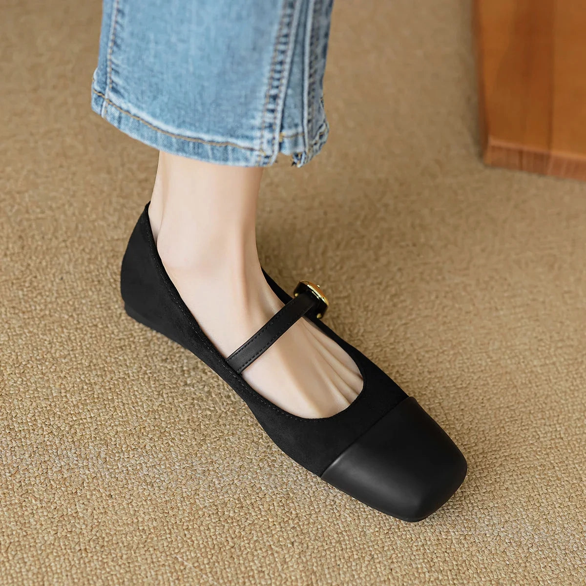 binfenxie  -  Fashion Womens Flat Shoes Classic British Style Mary Jane Shoes Comfortable Shallow Women Loafers Metal Decoration Casual Shoes Ysl Loafers