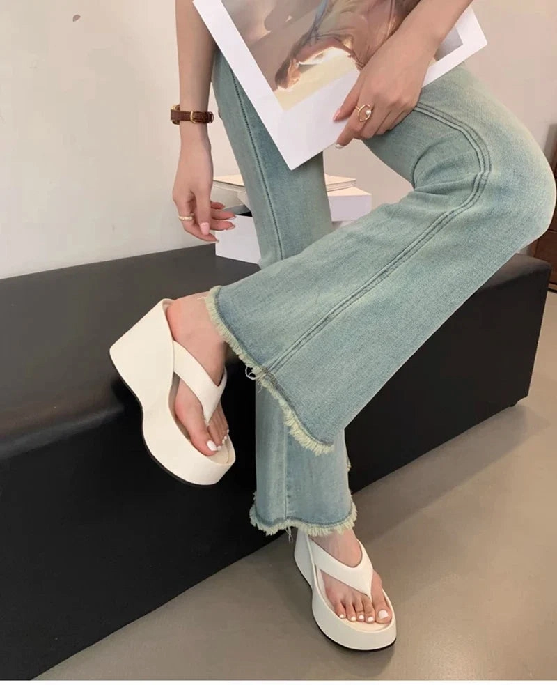 Sheepskin Slippers With Arch Support binfenxie Design Summer Chunky Woman Slippers Fashion Platform Wedges High Heel Silvery Ladies Shoes