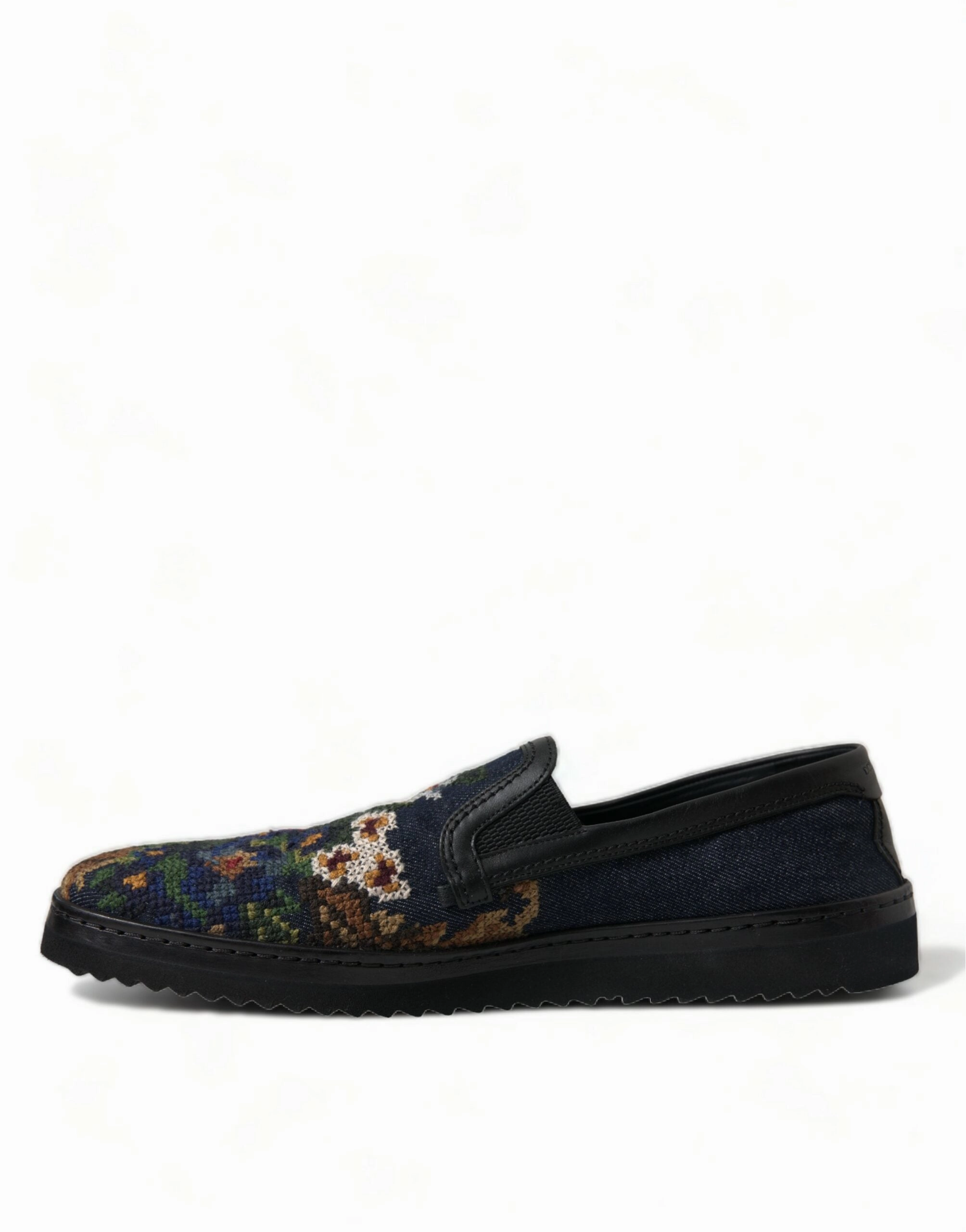 Dolce & Gabbana Multicolor Floral Slippers Men Loafers Shoes Green Ballerina Slippers