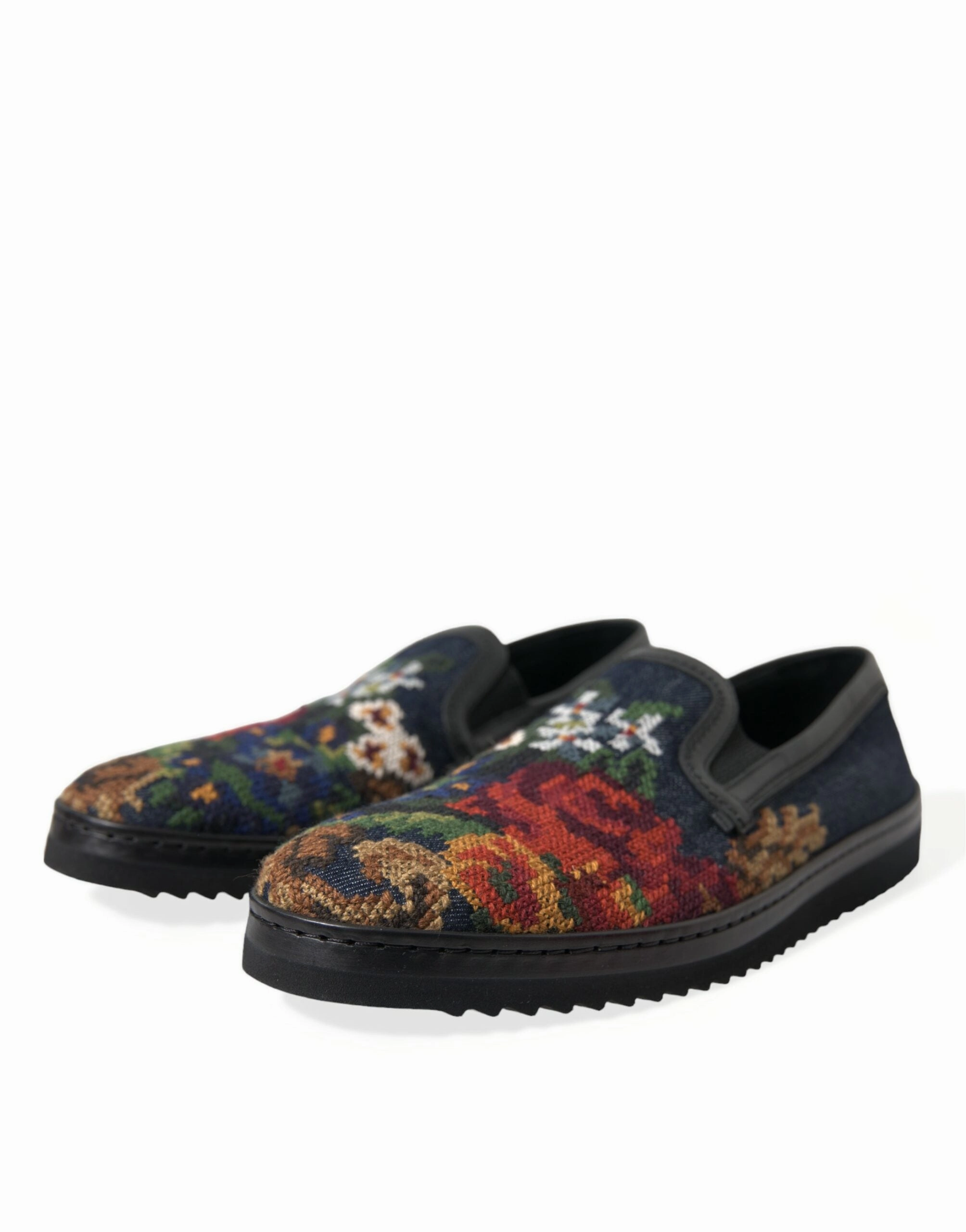 Slipers Sale Dolce & Gabbana Multicolor Floral Slippers Men Loafers Shoes