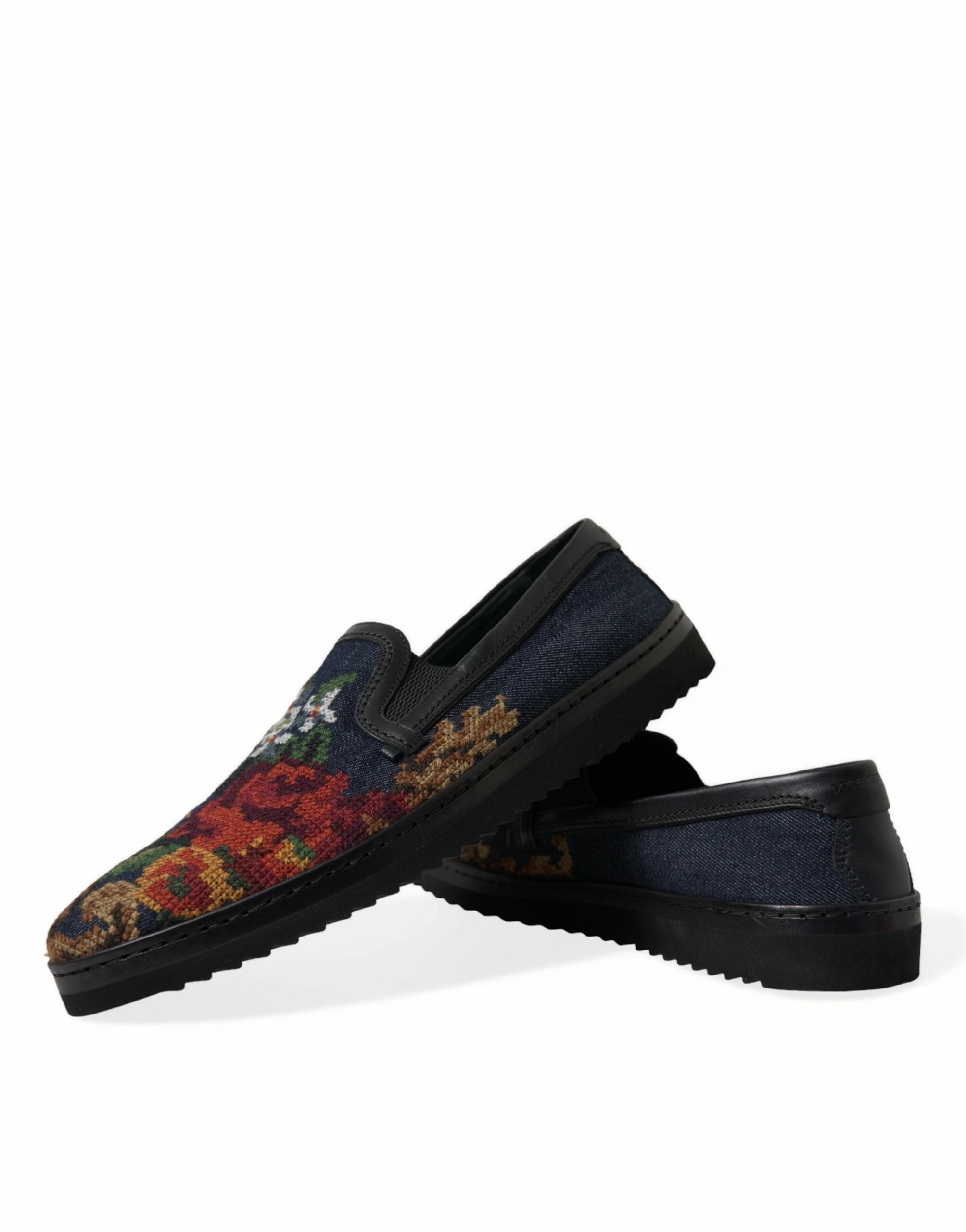 Dolce & Gabbana Multicolor Floral Slippers Men Loafers Shoes Amur Maple