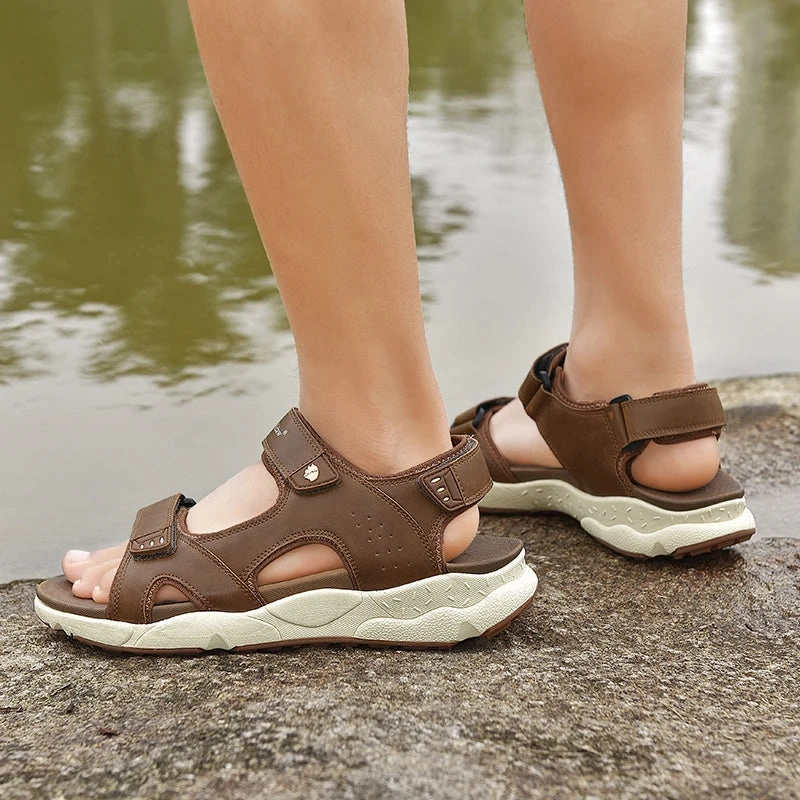 Yeknu Men Sandals Summer outdoor fashion Hiking Travel Beach Casual Shoes for Men breathable genuine Leather Sandals men flats Sandals Elopement Packages