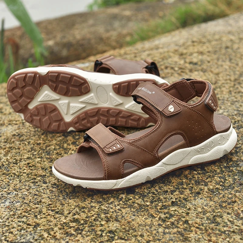 Latin Dance Sandals Yeknu Men Sandals Summer outdoor fashion Hiking Travel Beach Casual Shoes for Men breathable genuine Leather Sandals men flats