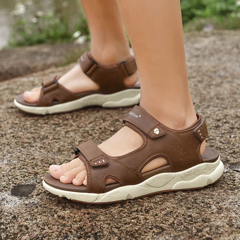 Family Friendly Sandals Resorts Yeknu Men Sandals Summer outdoor fashion Hiking Travel Beach Casual Shoes for Men breathable genuine Leather Sandals men flats