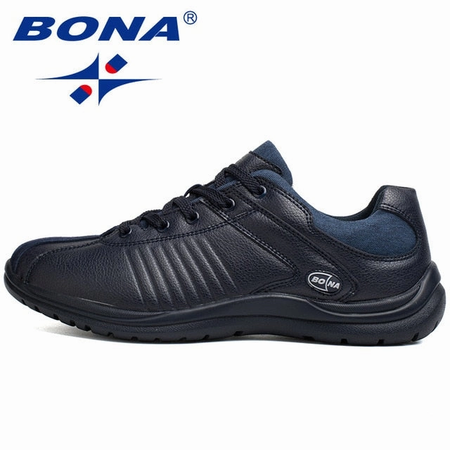 BONA New Style Men Casual Shoes Lace Up Hand Made Microfiber Men Shoes Comfortable Flat Shoes Men Soft Light Fast Free Shipping Flat Sole Walking Shoes