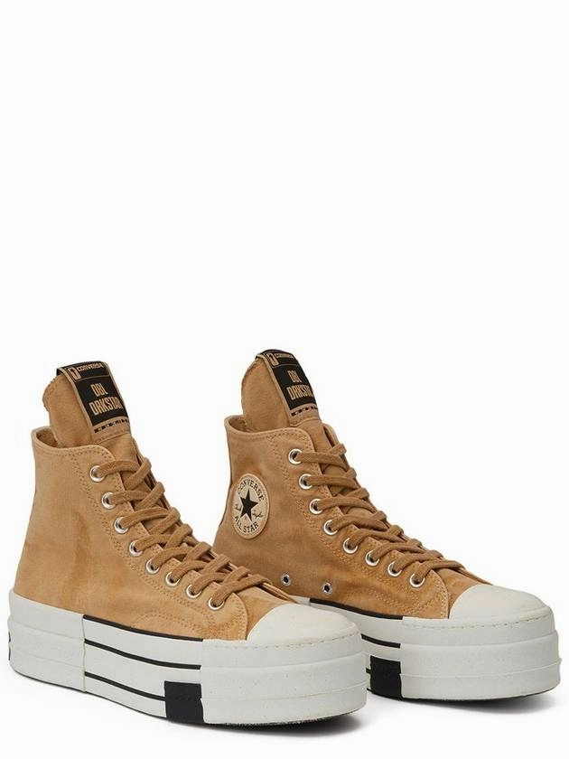 'Dbl Drkstar Hi' Blonde High Top Sneakers In Overdyed Canvas Woman Coolest Sneakers