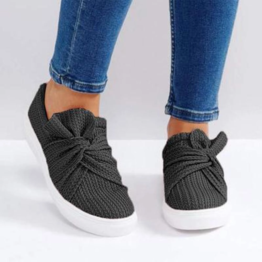 Bow Breathable Flats Slip On Canvas Loafers Formal Loafers Shoes