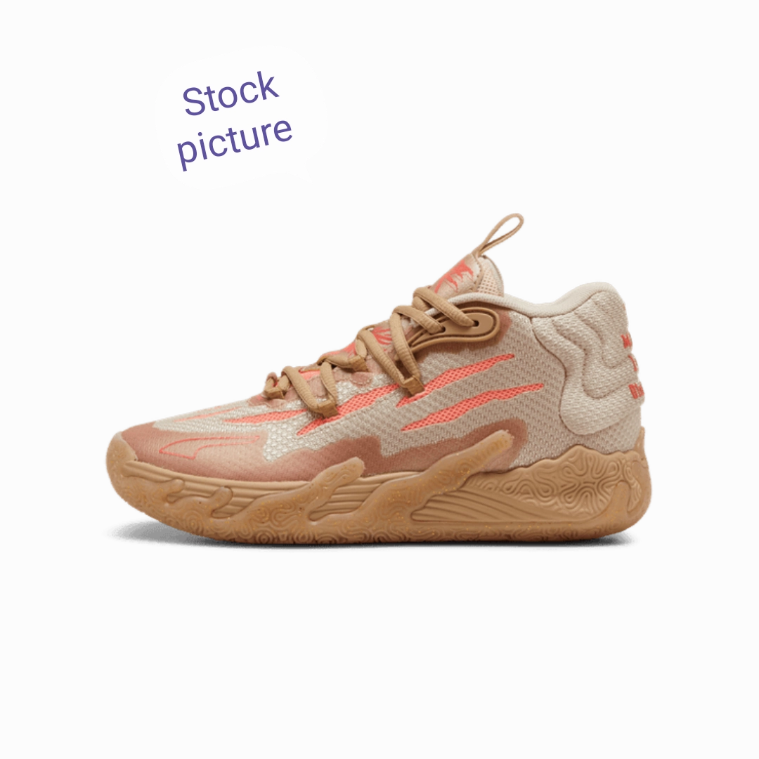 BOYS JUNIOR SIZE 7 US - PUMA x LAMELO BALL MB.03 CNY Gold-Fluro Peach EUC B60 Puma Karate Shoes