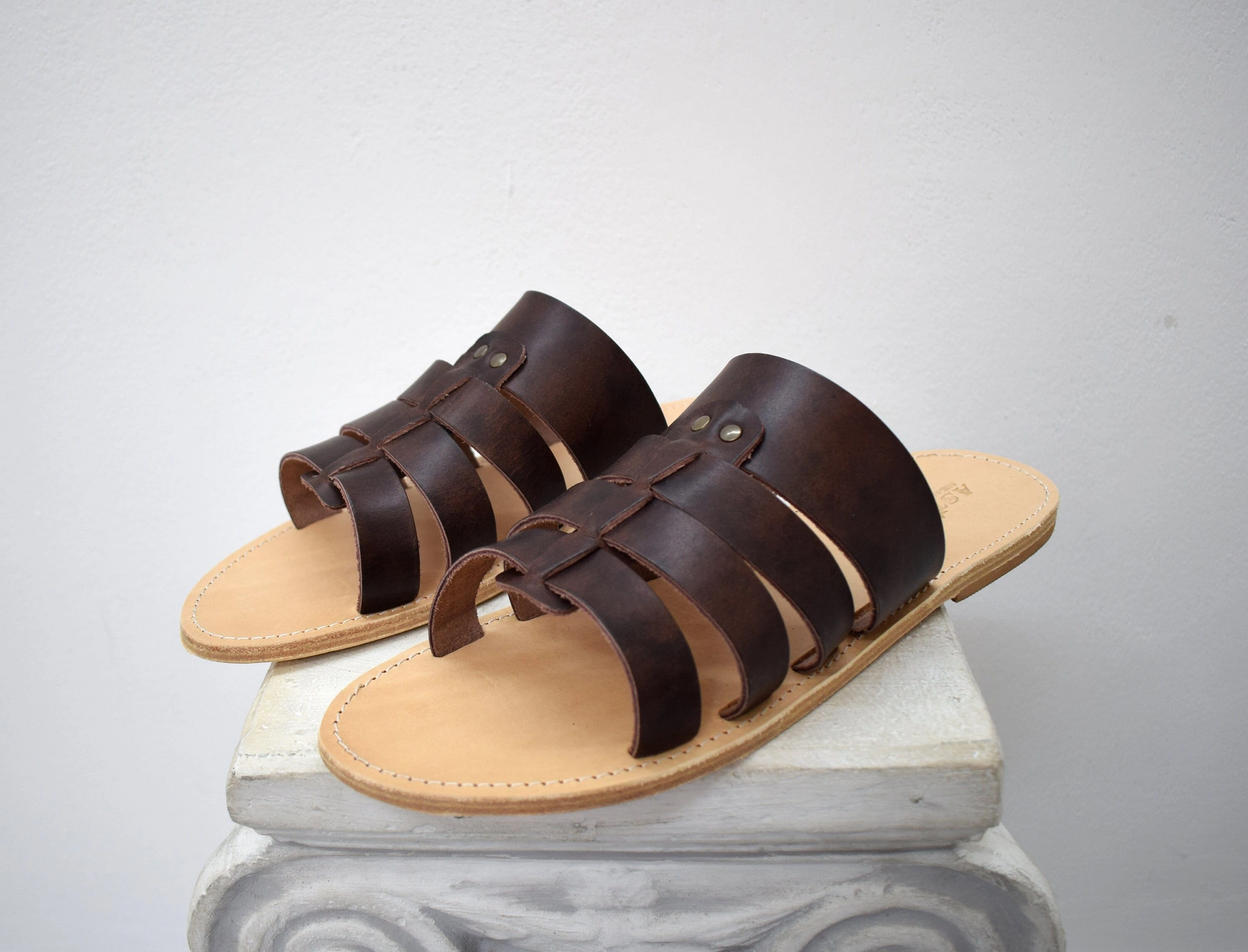 Men's Handmade leather sandals, High Quality Genuine Leather. Sandals For Size 15