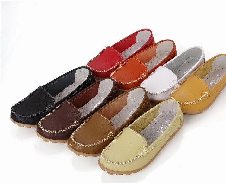 Shoes Woman Genuine Leather Women Shoes Flats 8 Colors Loafers Slip On Women's Flat Shoes Flat Feet Shoes For Walking