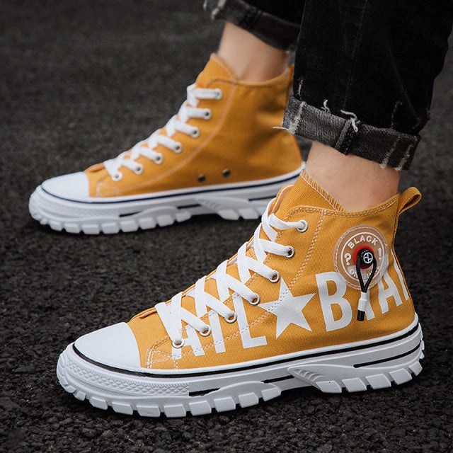 Fashion Men's Canvas Shoes High Top Flat Shoes for Men Blue Black Sneakers Board Shoes Espadrilles Canvas Sneakers Sneakers Men Flat Shoes With Bow