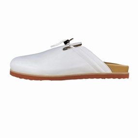 Buscemi Pietro White Nubuk Leather Slippers Best Plantar Fasciitis Slippers
