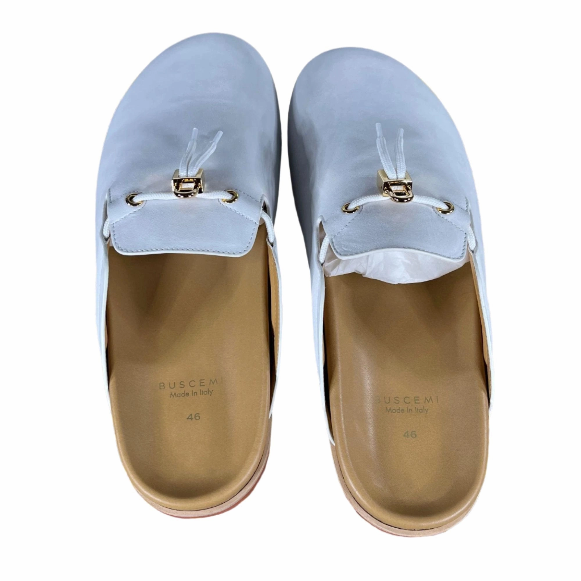 Quality Slippers Buscemi Pietro White Nubuk Leather Slippers