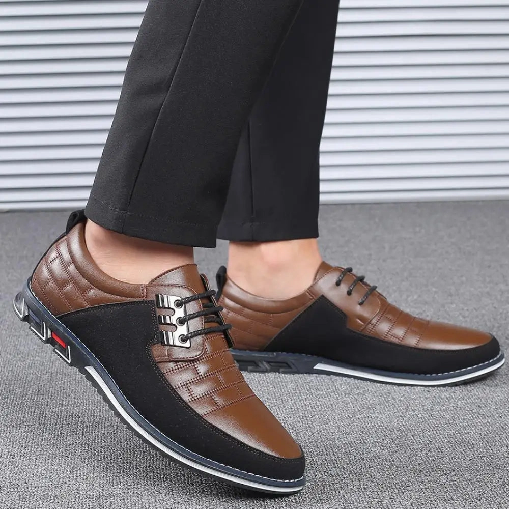 Business Casual Breathable PU Leather Shoes for Men Light Weight Casual Shoes