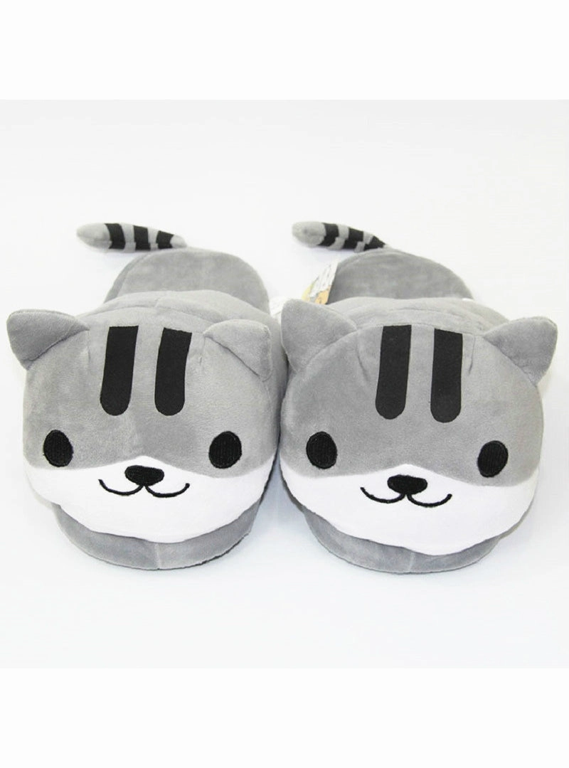 Flat Shoes Mesh Cat Animal Indoor Slippers Furry Adult Cartoon House