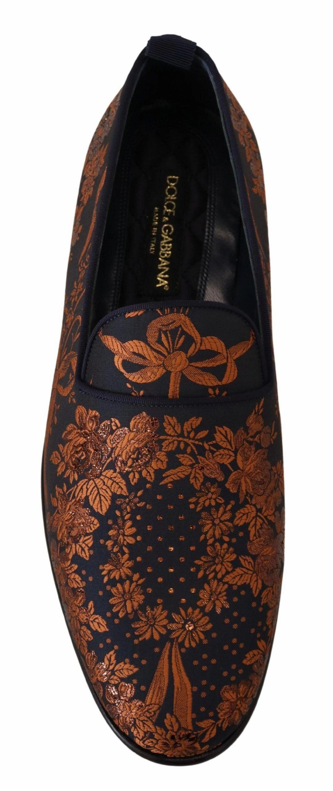 Shearling Loafers Dolce & Gabbana Blue Rust Floral Slippers Loafers Shoes