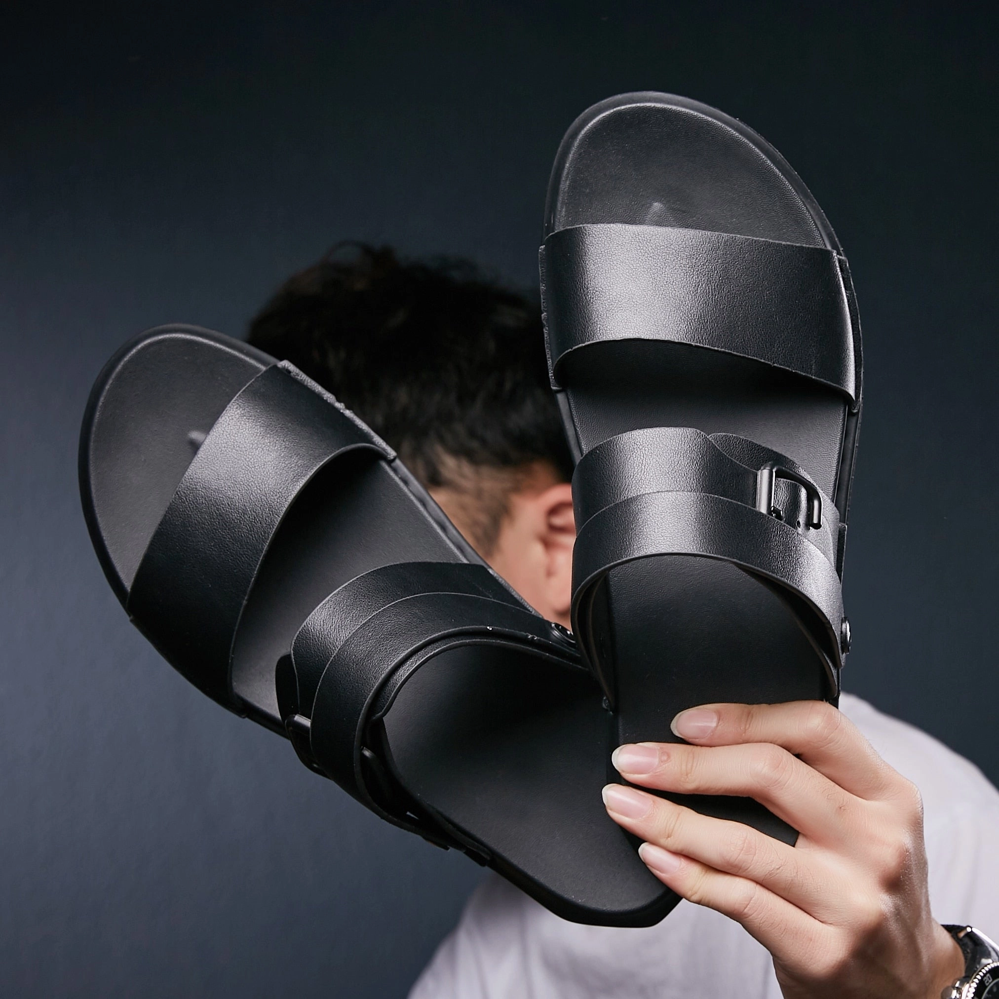 Wedge Sandals For Walking Men's Genuine Leather Comfortable Classic Sandals